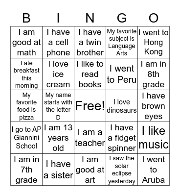 ROOM 101 Bingo Card