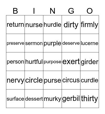 12 Bingo Card