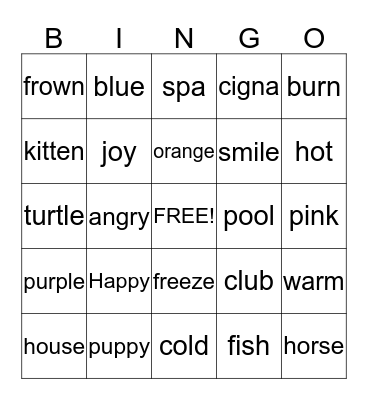 Positive Bingo Card