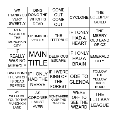 110 THE WIZARD OF OZ Bingo Card