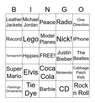 DECADE BINGO  Bingo Card