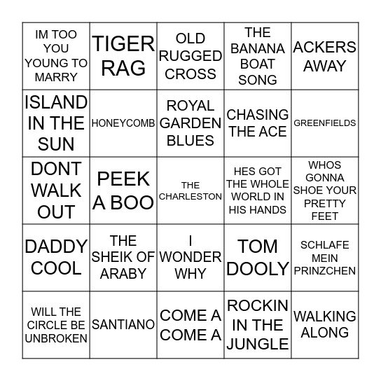 112 HITS OF THE 50'S & 60'S Bingo Card