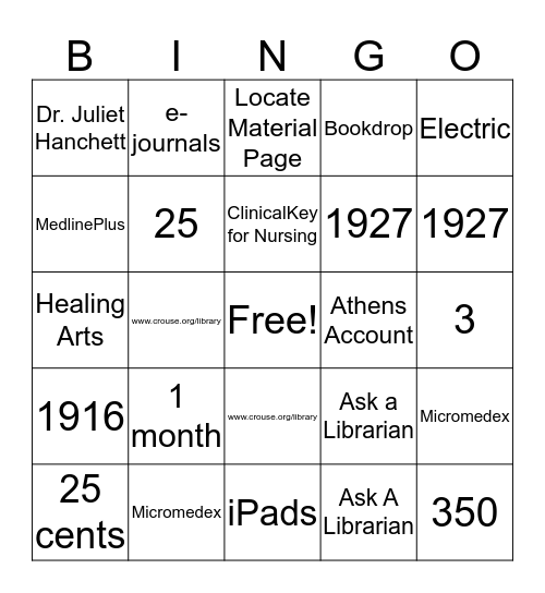 Library Bingo Card