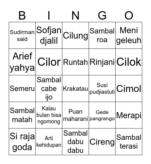 khanza x bingo 2.0 Bingo Card