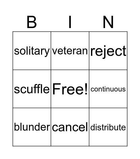 unit 1 Bingo Card