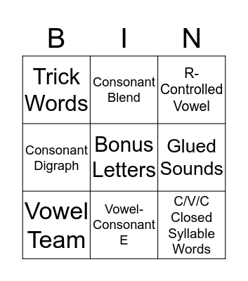 Fundations Lingo BINGO Card