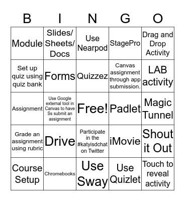 Secondary Instructional Tech Bingo Card