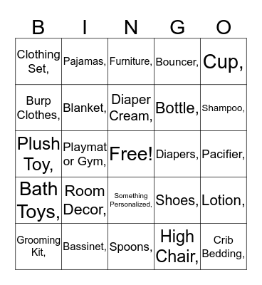 Garima Pramod Rathi, Baby Shower 24th August 2017 Bingo Card