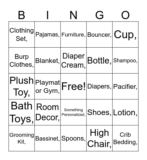 Garima Pramod Rathi, Baby Shower 24th August 2017 Bingo Card