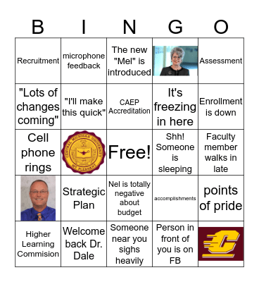 College Wide Meeting 2017 Bingo Card