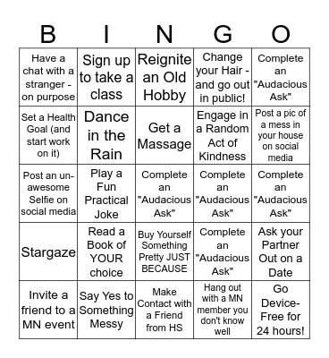 Free to Be ME! BINGO Card