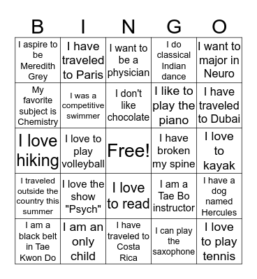 FYW BINGO Card