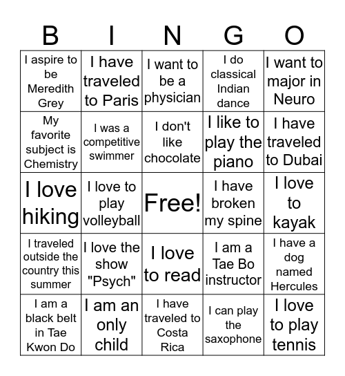 FYW BINGO Card