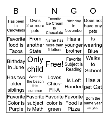 Cheer Bingo Card