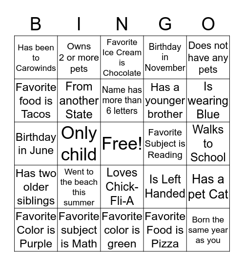 Cheer Bingo Card