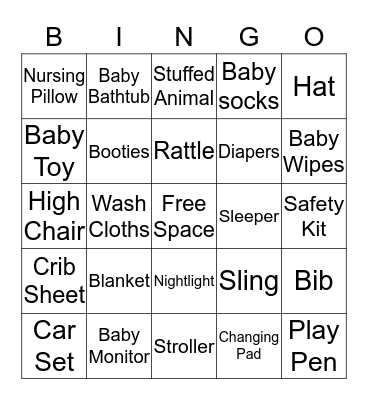 Baby Shower Bingo! Bingo Card