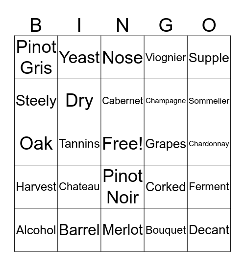 WINE-O   BINGO Card