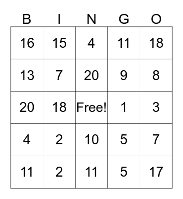 ASL Bingo Card