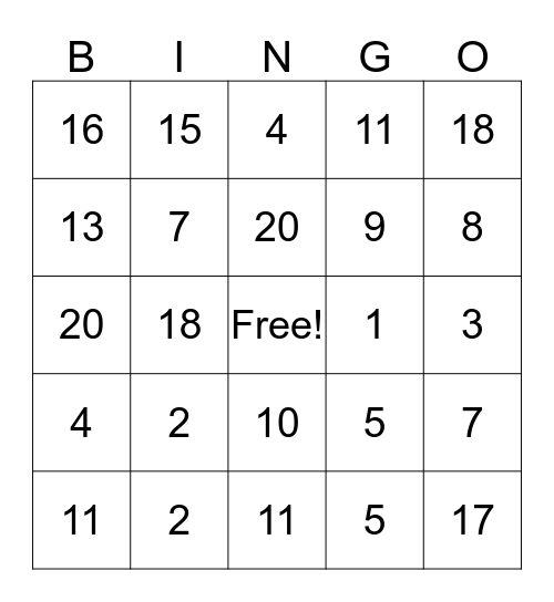 ASL Bingo Card