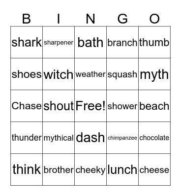 SH CH TH MIXED Bingo Card