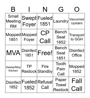 EMS Bingo Card