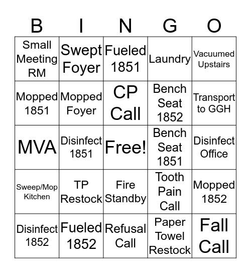 EMS Bingo Card