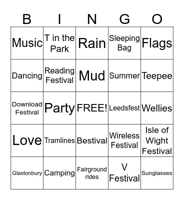 Summer & Festivals Bingo Card