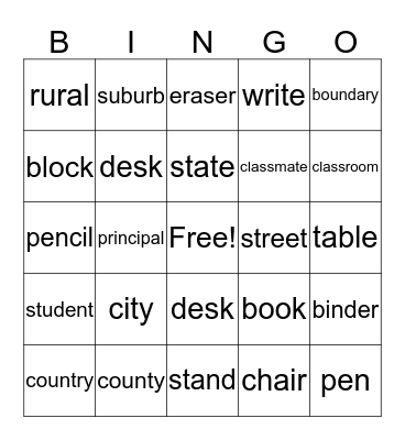 Week One Bingo Card