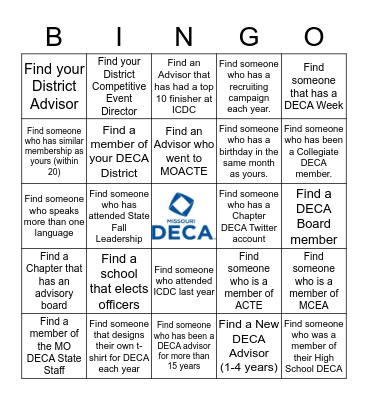 DECA Bingo Card
