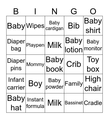 BABY Bingo Card