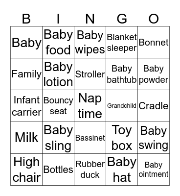 BABY Bingo Card