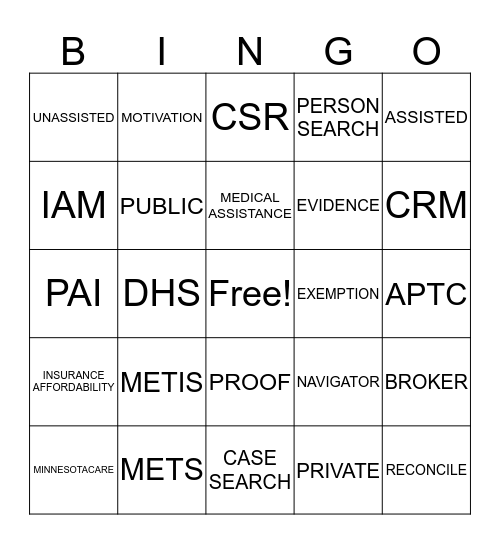 Knowledge Check Bingo Card