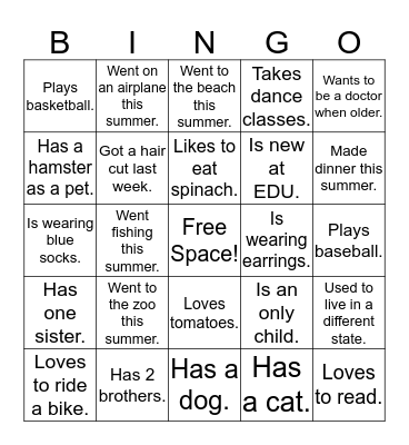 Find someone who... Bingo Card