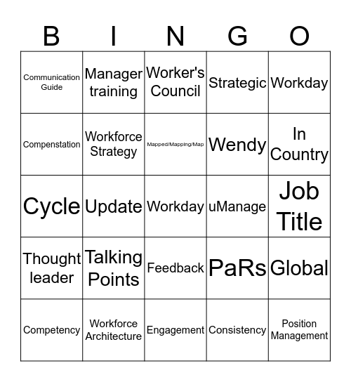 HR Partner Week Bingo Card