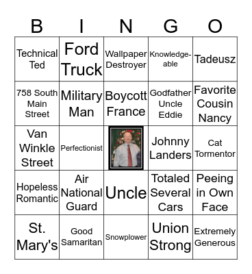 Ted's 60th Birthday Bingo Card
