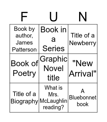 Library Scavenger Hunt Bingo Card