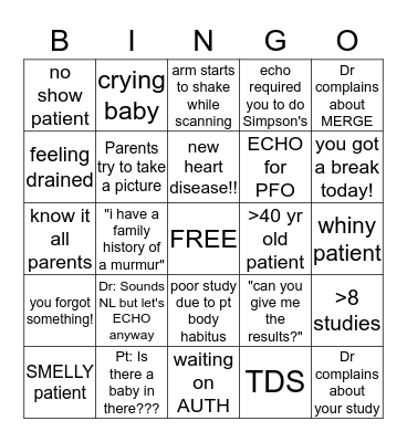 Ped Echo BINGO Card