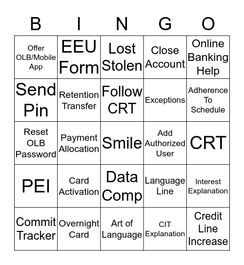 CEWs Awareness Bingo Card