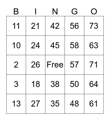 Bingo Night Party Bingo Card