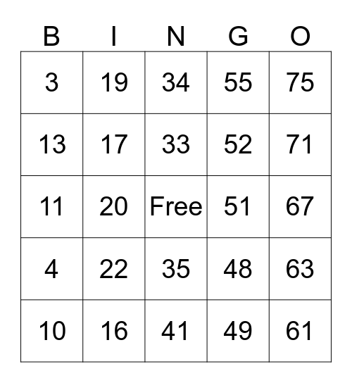 Bingo Night Party Bingo Card