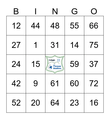 COLEGIO PENSAR ANDINO Bingo Card