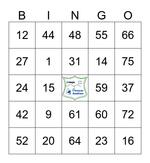 COLEGIO PENSAR ANDINO Bingo Card