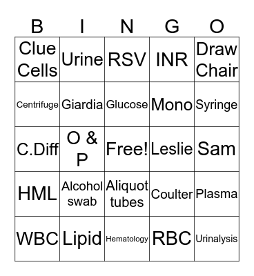 Lab Bingo Card