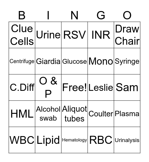 Lab Bingo Card