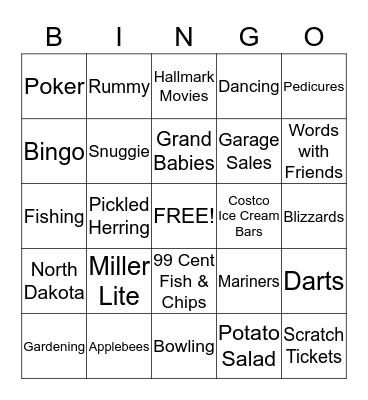 Gma's Birthday Bingo Card