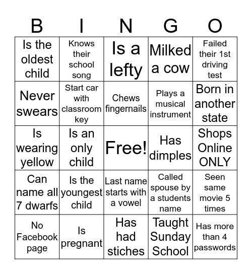 Dowling Bingo Card