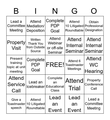 Development and Education Bingo Card