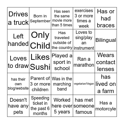 1st Friday Patient Services Hunt Bingo Card