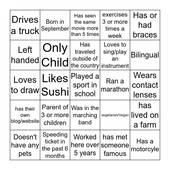 1st Friday Patient Services Hunt Bingo Card