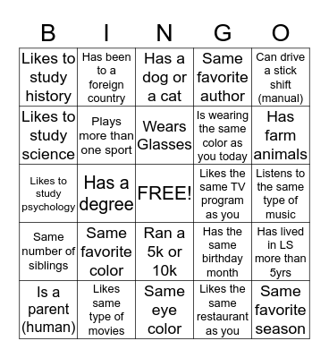 PEER TUTOR Bingo Card